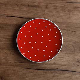 Bord 18cm - Rood met witte stippen